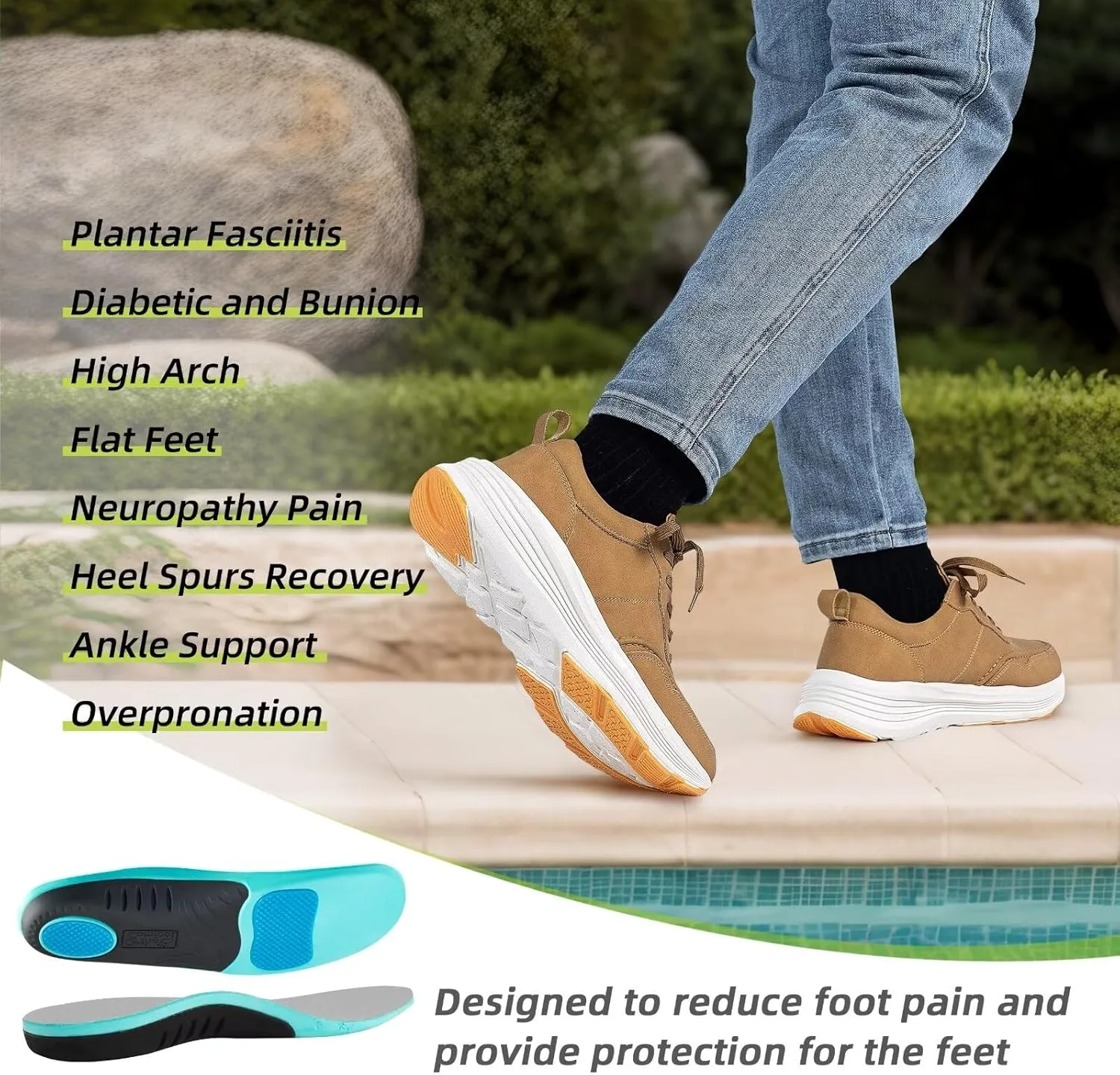 OrthoComfoot Men's Orthopedic Leather Dress Walking Shoes: Comfortable Arch Support Plantar Fasciitis Flat Feet Sneakers, Casual Business Work Orthotic Thick Sole Foot Heel Pain Relief Oxfords