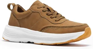 OrthoComfoot Men's Orthopedic Leather Dress Walking Shoes: Comfortable Arch Support Plantar Fasciitis Flat Feet Sneakers, Casual Business Work Orthotic Thick Sole Foot Heel Pain Relief Oxfords