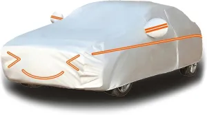Outdoor Car Cover Compatible with Daewoo Nexia Hatchback 1995-1997 Waterproof All Weather Breathable Large Car Cover,with Zipper,Custom Full Car Covers,Suitable for All Seasons(15)