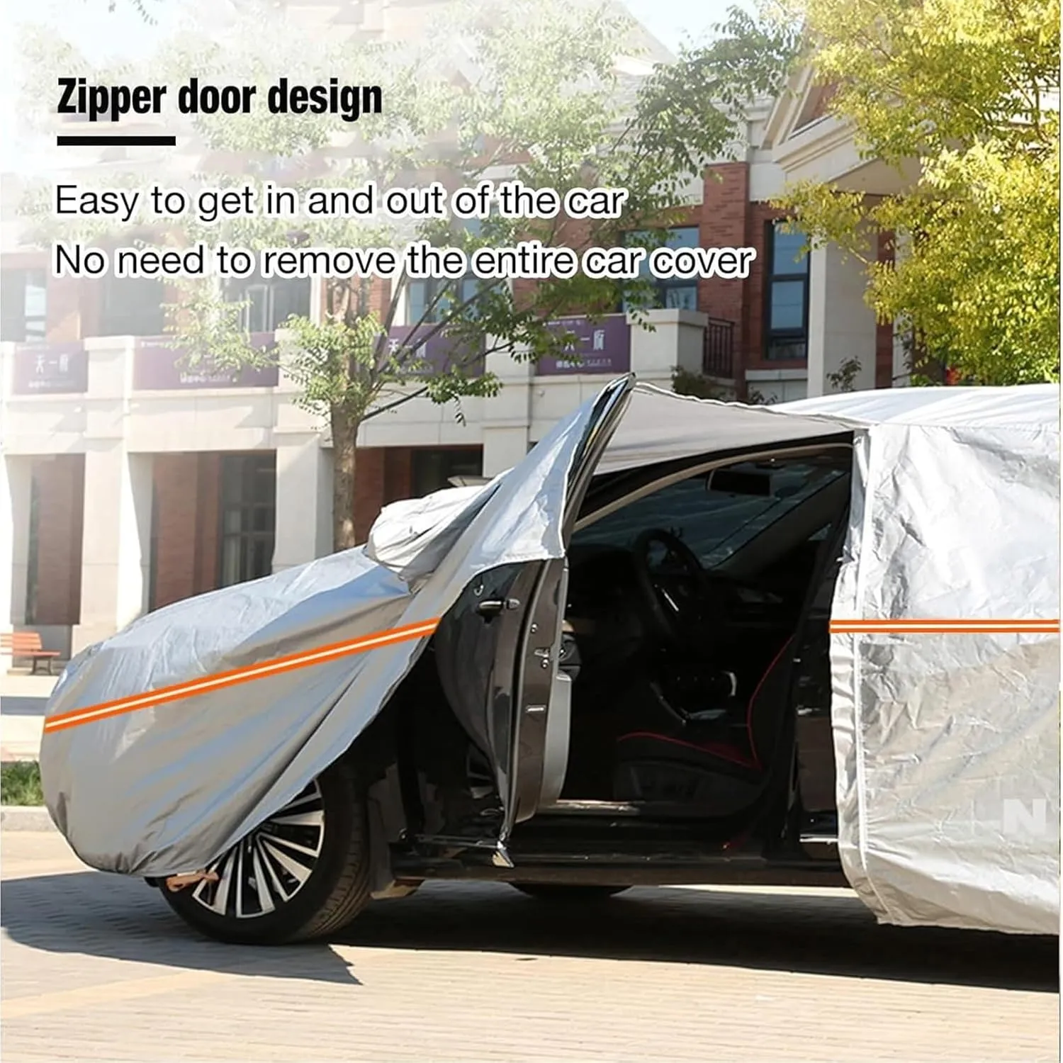 Outdoor Car Cover Compatible with Daewoo Nexia Hatchback 1995-1997 Waterproof All Weather Breathable Large Car Cover,with Zipper,Custom Full Car Covers,Suitable for All Seasons(15)