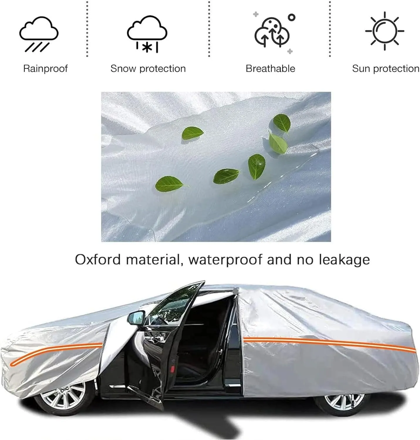 Outdoor Car Cover Compatible with Daewoo Nexia Hatchback 1995-1997 Waterproof All Weather Breathable Large Car Cover,with Zipper,Custom Full Car Covers,Suitable for All Seasons(15)