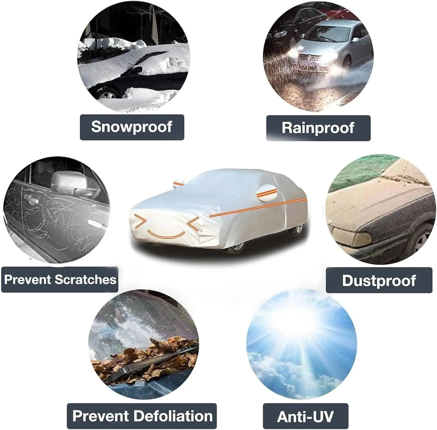 Outdoor Car Cover Compatible with Daewoo Nexia Hatchback 1995-1997 Waterproof All Weather Breathable Large Car Cover,with Zipper,Custom Full Car Covers,Suitable for All Seasons(15)