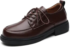 Oxford Shoes for Women Womens Oxford Shoes Lace-Up Round Toe Leather Flat Non-Slip Fashion Classic Business Casual Comfortable Dressy Office Work Ladies Shoes