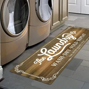 Pauwer Farmhouse Laundry Room Rug Runner 20"x48" Rubber Non Slip Kitchen Mats for Floor Waterproof Laundry Area Rug Washable Floor Carpet Runner for Entryway Bathroom Hallway Mudroom