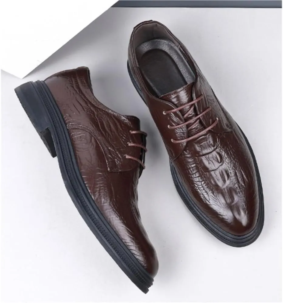 Print Leather Lace Up Shoes Comfortable Business Formal Oxford for Men Formal Occasions and Everyday Wear