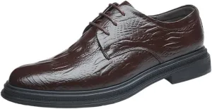 Print Leather Lace Up Shoes Comfortable Business Formal Oxford for Men Formal Occasions and Everyday Wear