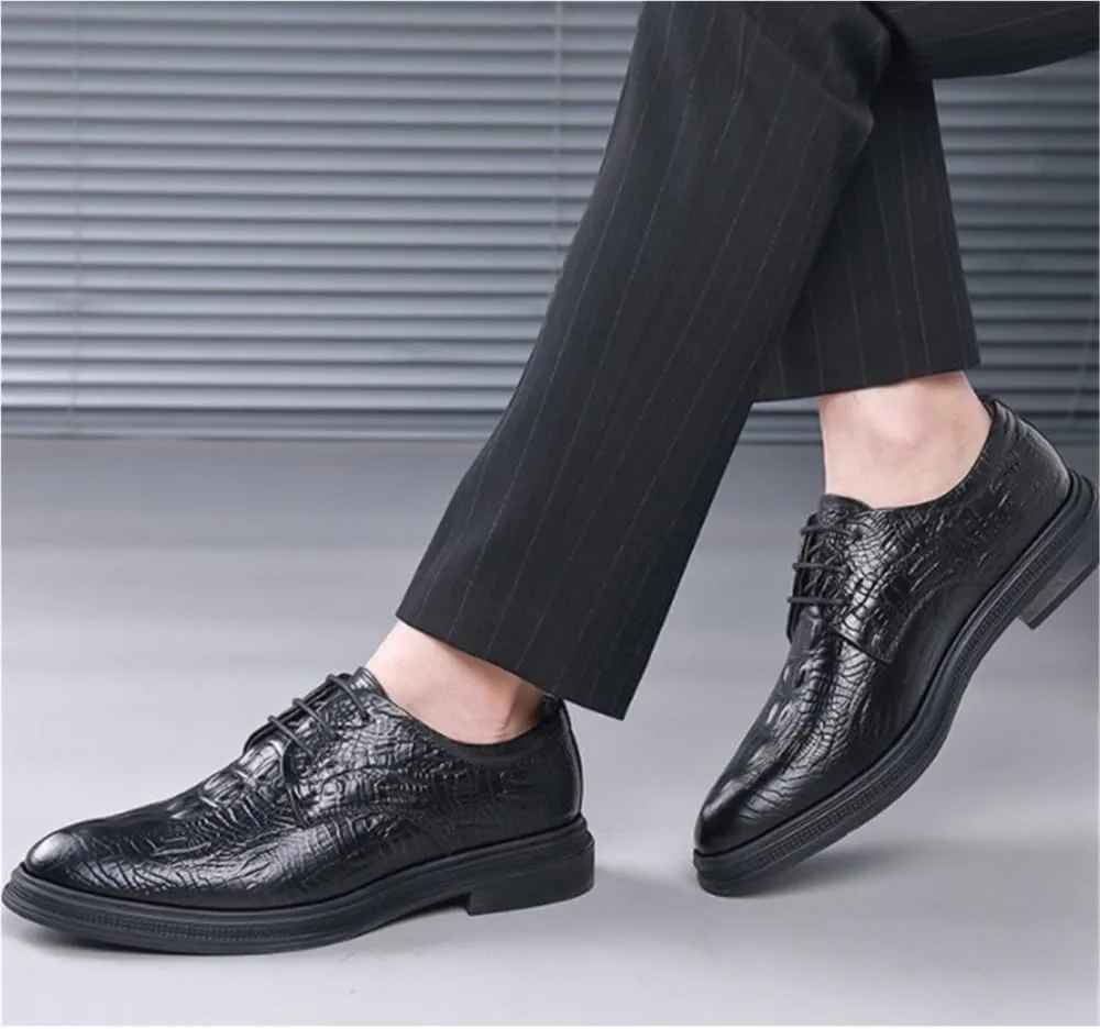 Print Leather Lace Up Shoes Comfortable Business Formal Oxford for Men Formal Occasions and Everyday Wear