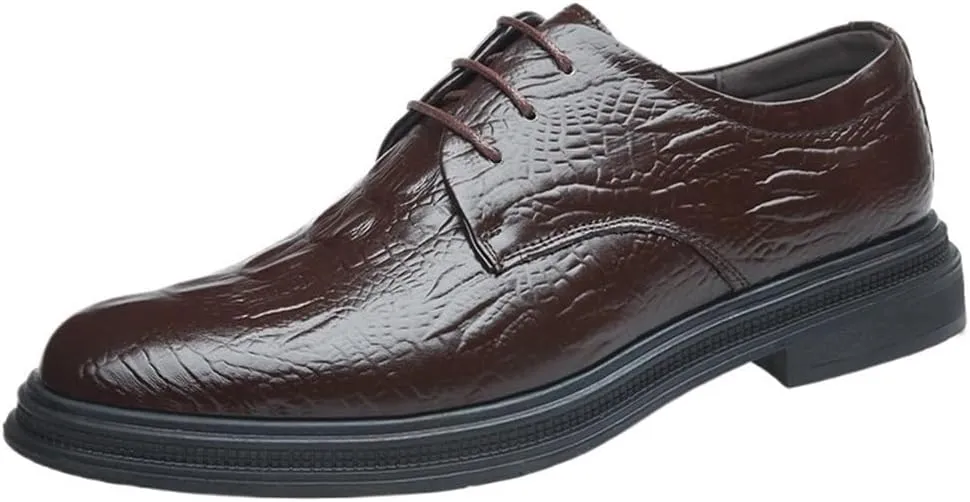 Print Leather Lace Up Shoes Comfortable Business Formal Oxford for Men Formal Occasions and Everyday Wear