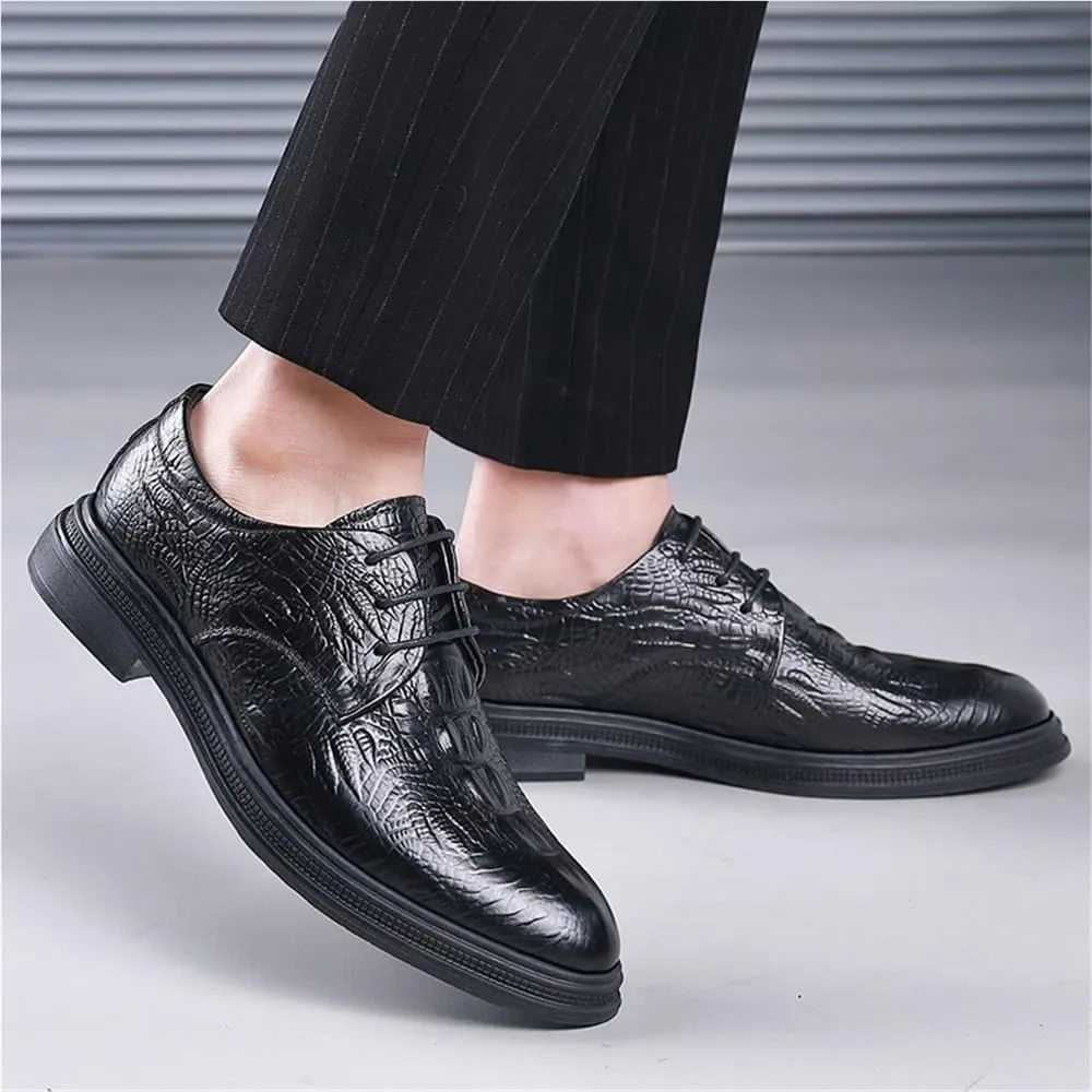 Print Leather Lace Up Shoes Comfortable Business Formal Oxford for Men Formal Occasions and Everyday Wear