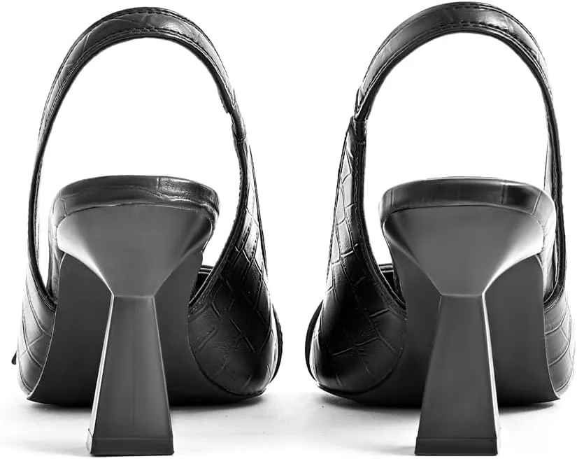 Slingback Kitten Heels for Women Closed Pointed Toe Pumps Dress Shoes with Buckle Strap Comfortable Slip On Sandal Heels for Work Party Wedding
