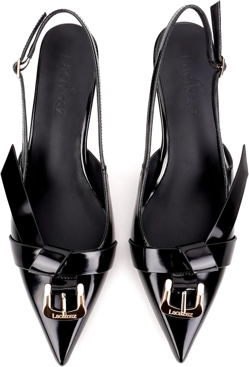 Slingback Kitten Heels for Women Closed Pointed Toe with Buckle Strap Low Heeled Sandals Pumps Party Evening Dress Shoes