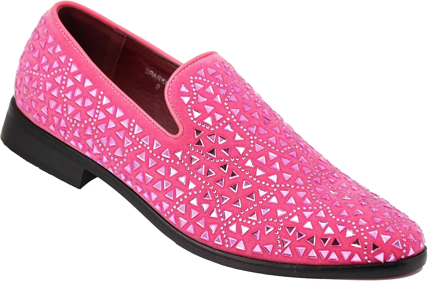 SPK27 Men's Rhinestone Sparkling Suede Dress Shoes Loafer Classic Designer Moccasins