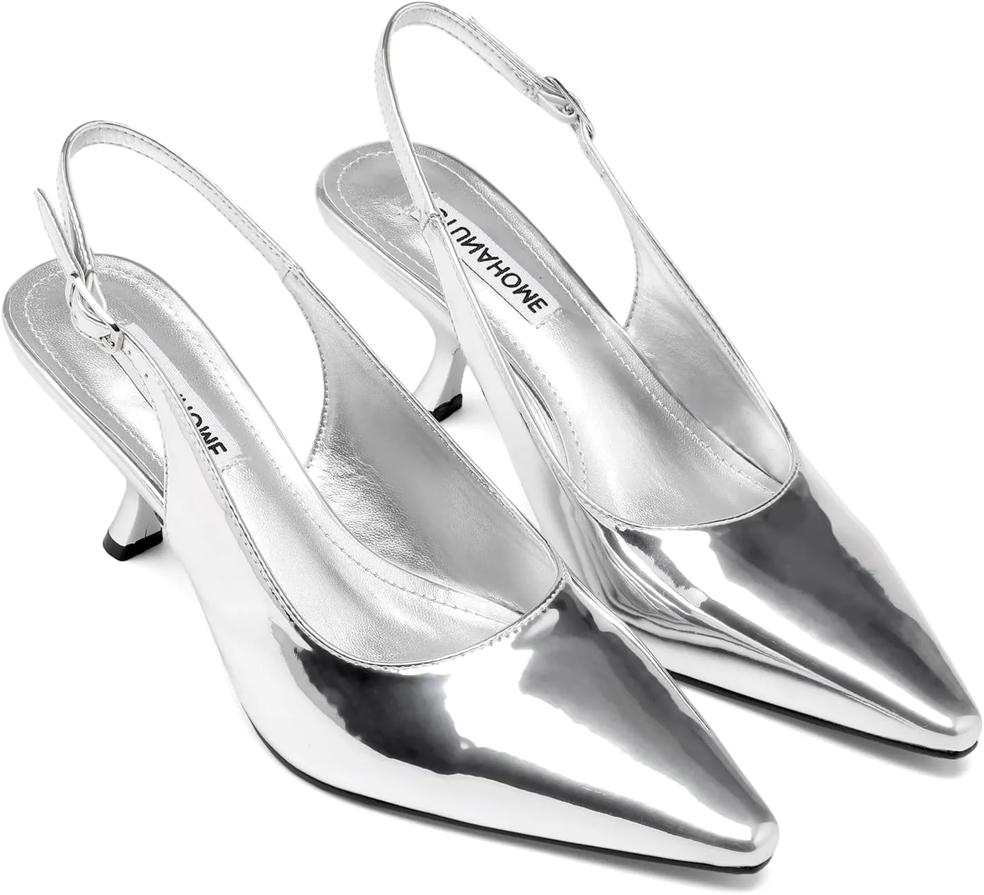 STUNAHOME Slingback Heels for Women Closed Pointed Toe Kitten Pumps Fashion Low Heel Wedding Casual Dress Shoes, Nude