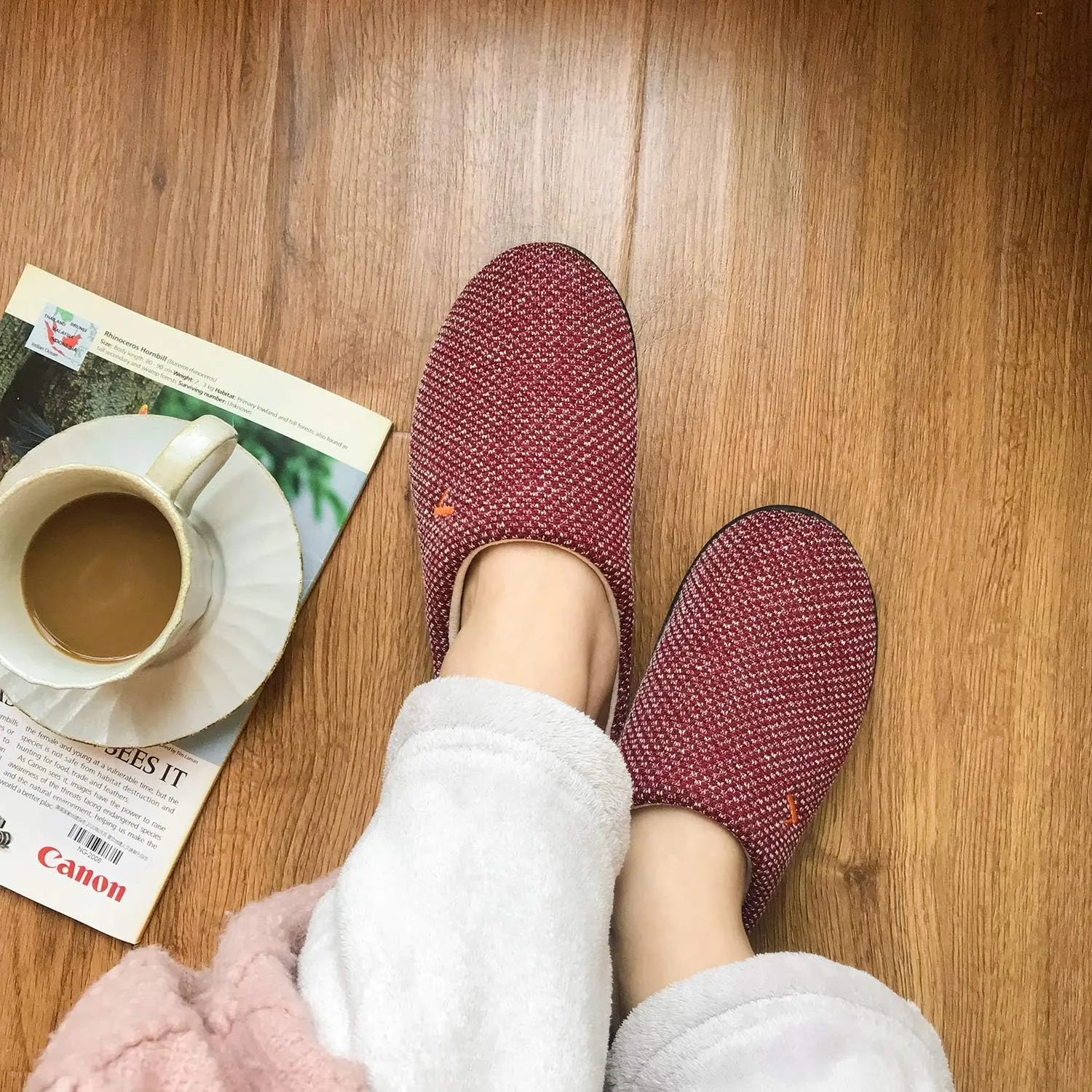 VONMAY Women's Slip On Slippers Warm Two-Tone Memory Foam House Shoes Lightweight Non-Slip Indoor Outdoor