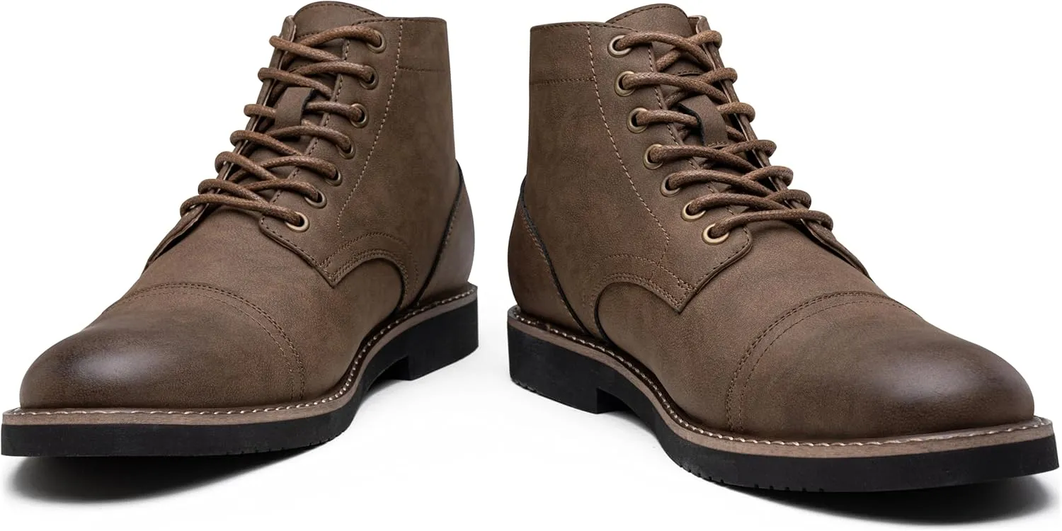 Vostey Men Boots Leather Cap Toe Casual Boots Chukka Fashion Dress Boots for Men