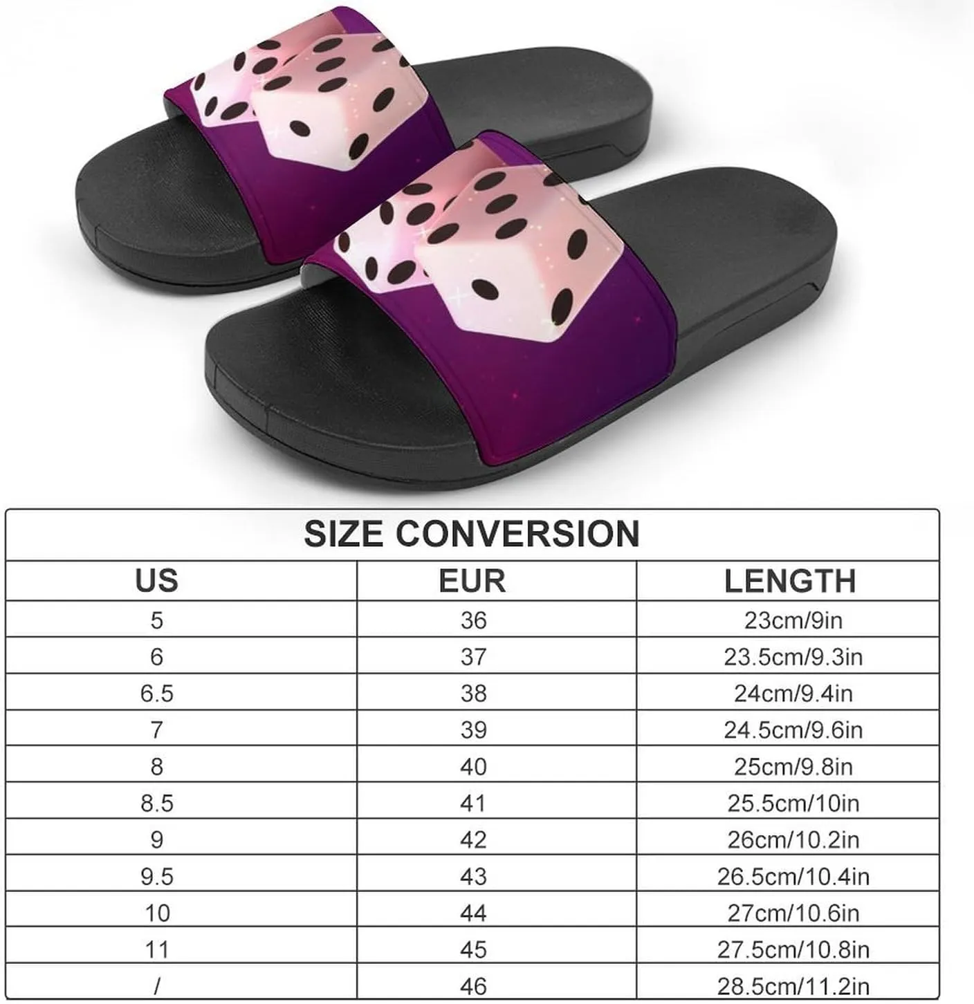 Women Men Slide Slippers Sandals Shower Home Beach House Shoes Gifts, Casino Dice Star Galaxy