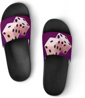 Women Men Slide Slippers Sandals Shower Home Beach House Shoes Gifts, Casino Dice Star Galaxy