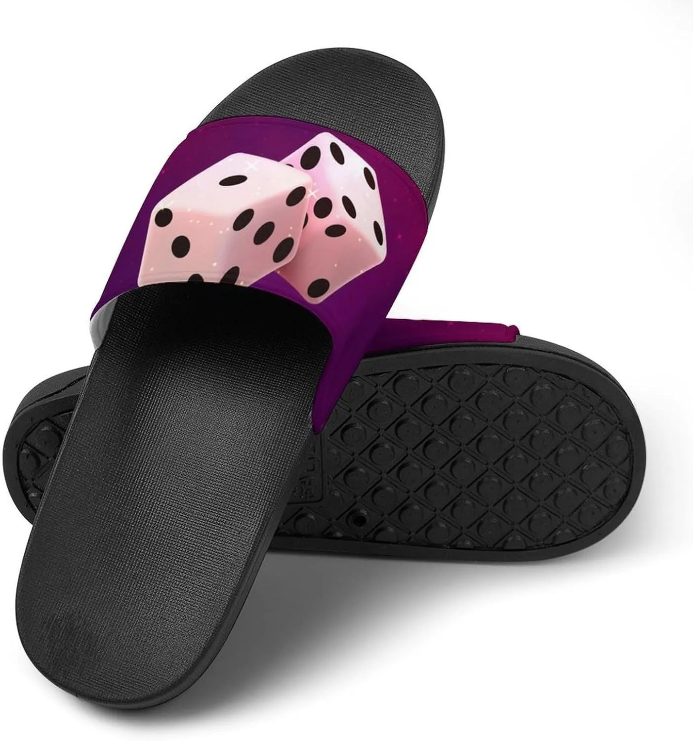 Women Men Slide Slippers Sandals Shower Home Beach House Shoes Gifts, Casino Dice Star Galaxy
