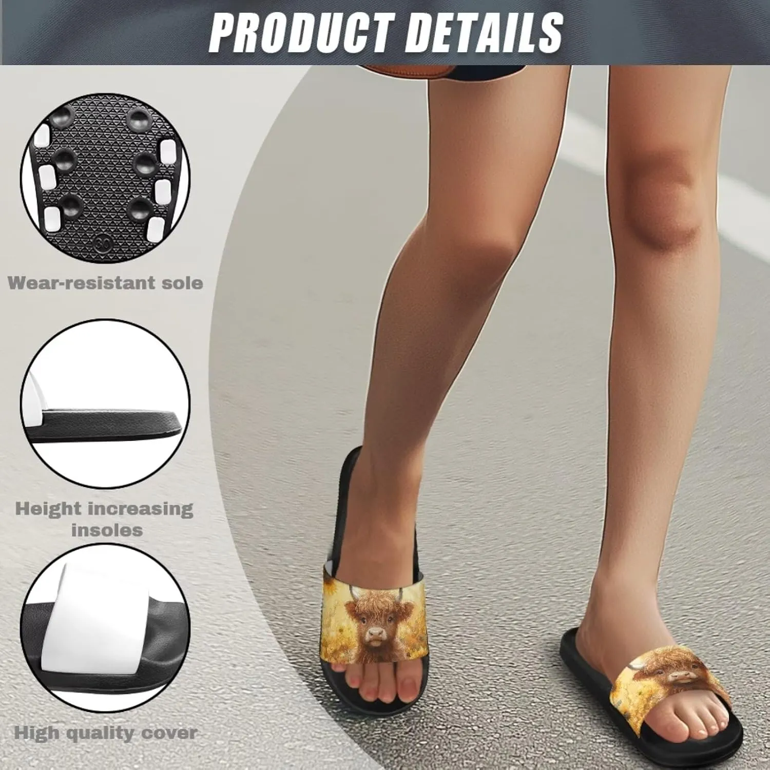 Women's Animal Print Shower Slides Slippers House Bathroom Shoes Beach Sandals for Indoor Outdoor