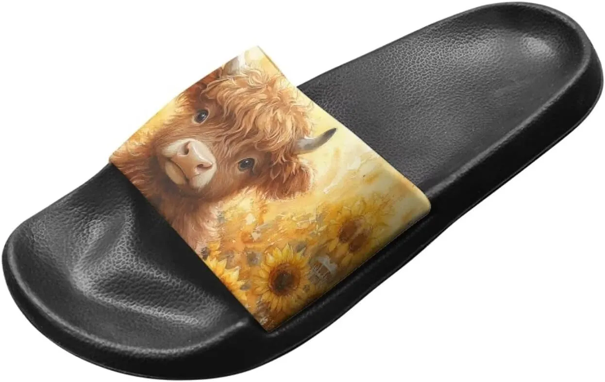 Women's Animal Print Shower Slides Slippers House Bathroom Shoes Beach Sandals for Indoor Outdoor