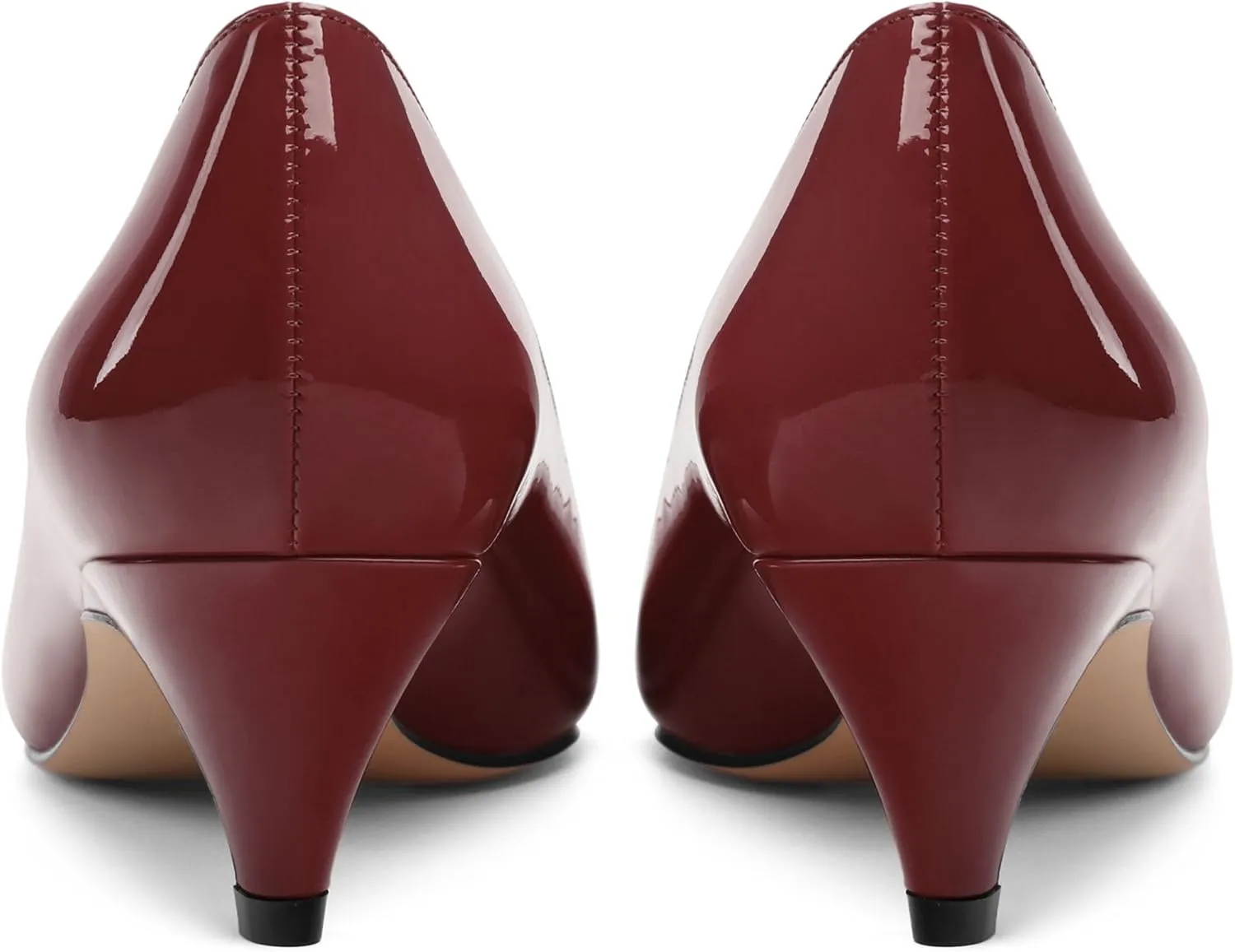 Womens Low Kitten Heels Pumps Pointed Toe Slip On Patent Leather Dressy Shoes 2 Inch