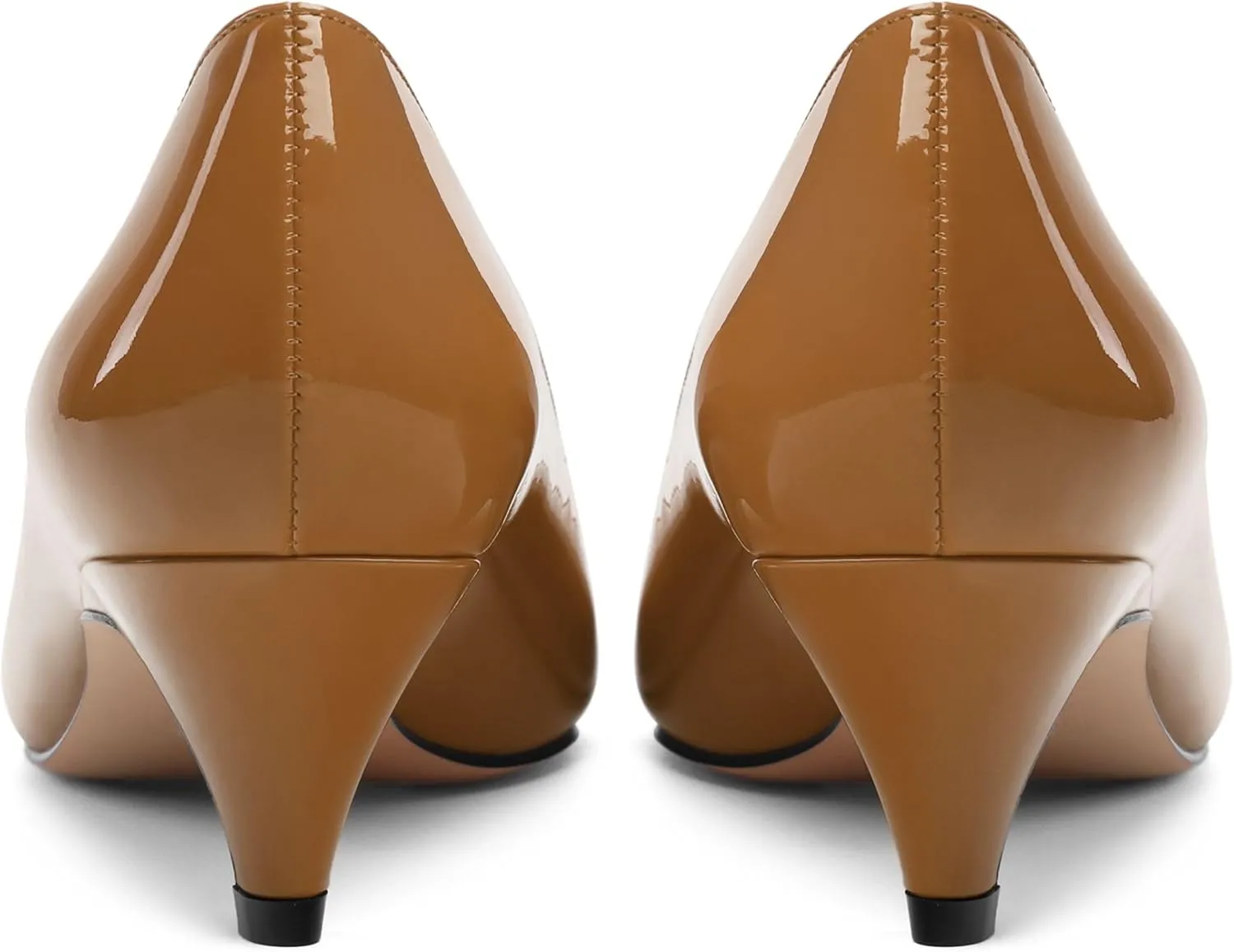 Womens Low Kitten Heels Pumps Pointed Toe Slip On Patent Leather Dressy Shoes 2 Inch
