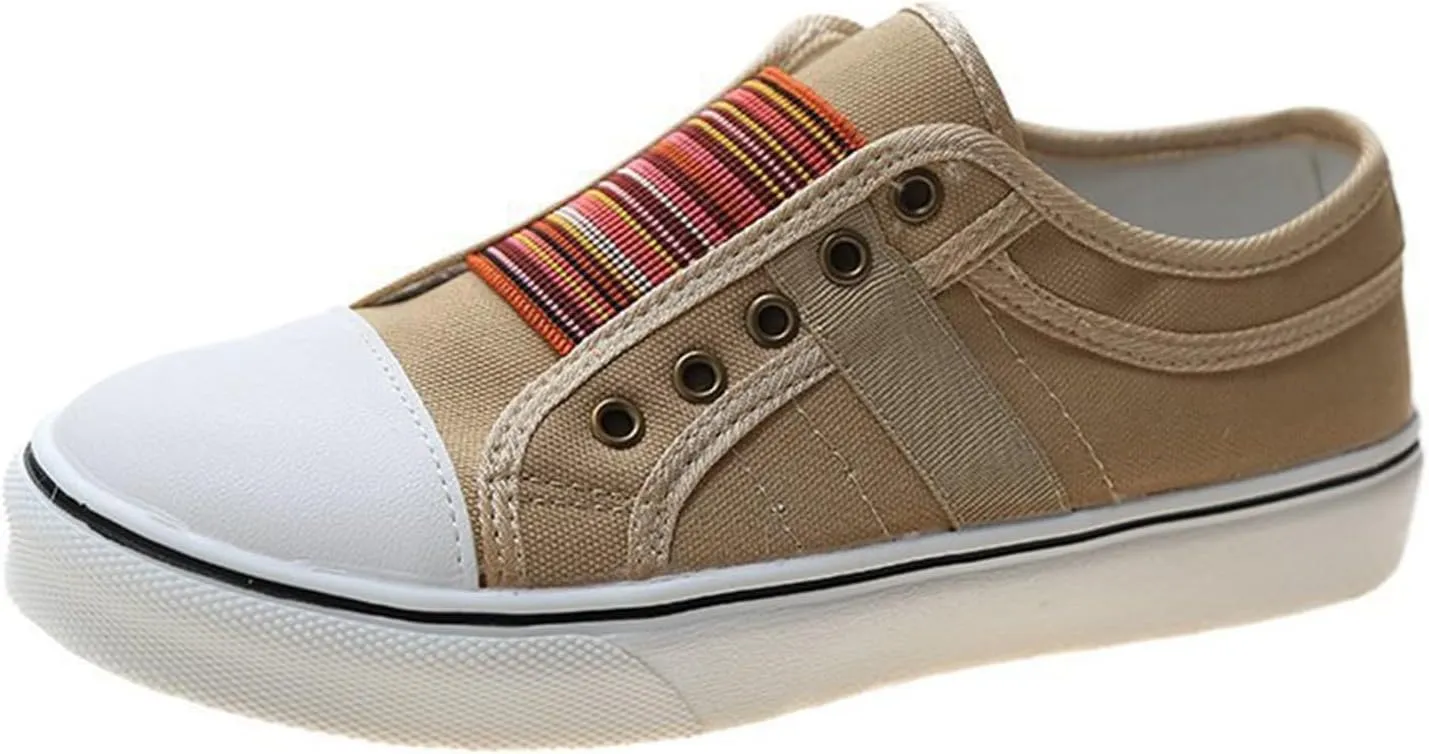 YIBLBOX Women's Canvas Slip on Sneakers Casual Slip on Walking Shoes Womens Flat Dress Shoes Non Slip Work Shoes