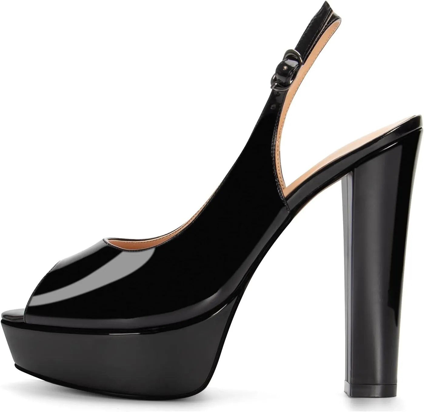 YODEKS Women's Peep Toe Platform Chunky Heel Slingback Pumps Dress Party Wedding High Heel Shoes